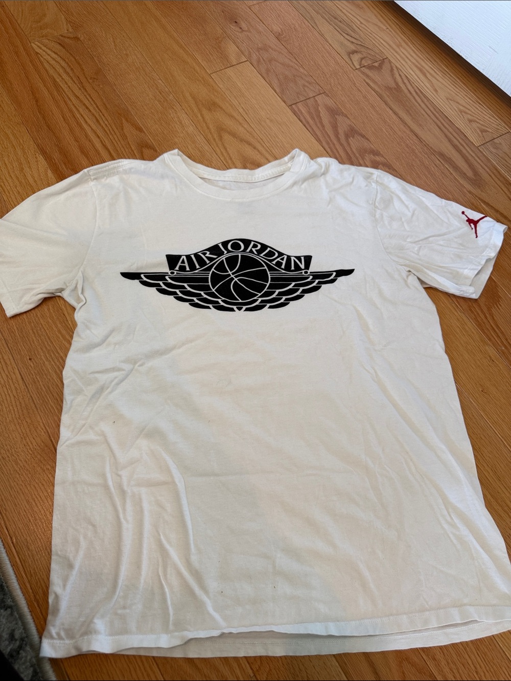 Jordan White Short Sleeve Tee with Black Winged Air Jordan Logo